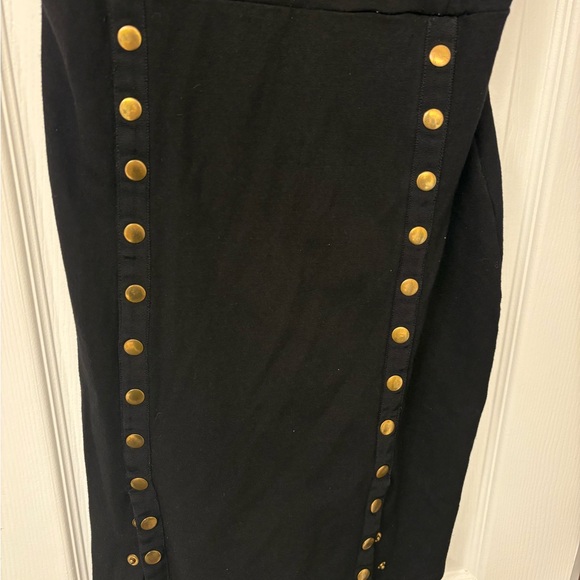Haute Monde Black Mini Dress with Gold Buttons - Picture 2 of 6